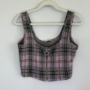 Hollister purple plaid‎ top top zip up